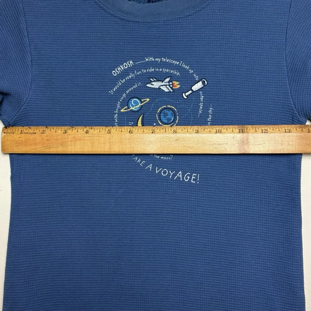 VTG OshKosh B'Gosh Long Sleeve Thermal Shirt Kids 4T Blue Space 90s Y2K